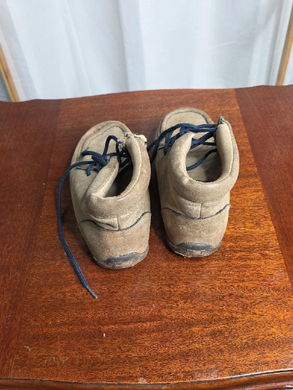 Kids Tan Suede Ankle Boots with Navy Laces